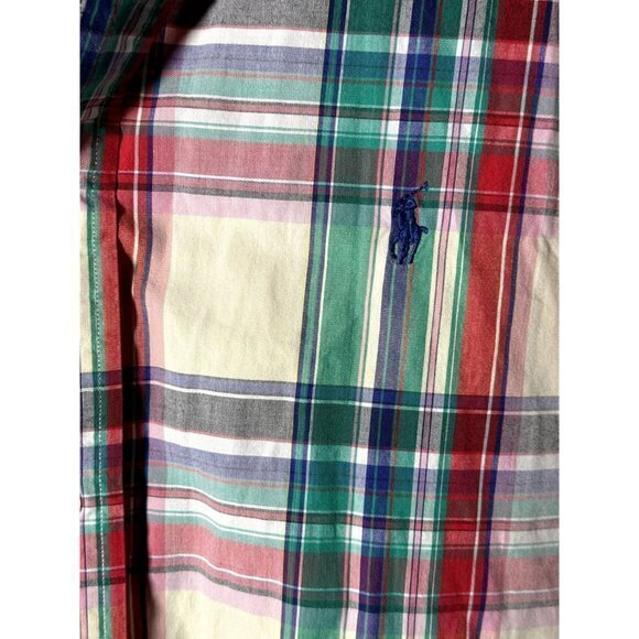 POLO RALPH LAUREN MENS SHORT SLEEVE PLAID BUTTON FRONT SHIRT (L) EUC WORN ONCE - Picture 4 of 5
